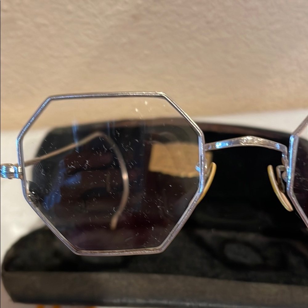 Vintage Silver Hexagonal Frame Glasses - image 2